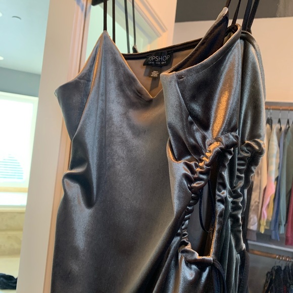 Suede olive Pewter dress with cut outs - Picture 3 of 6